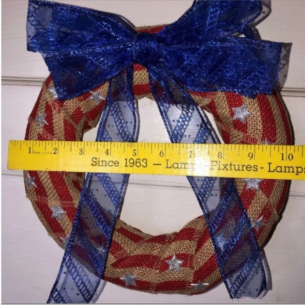 Unique Handmade Rustic Patriotic American Flag Wreath Summer Holiday Home Decor